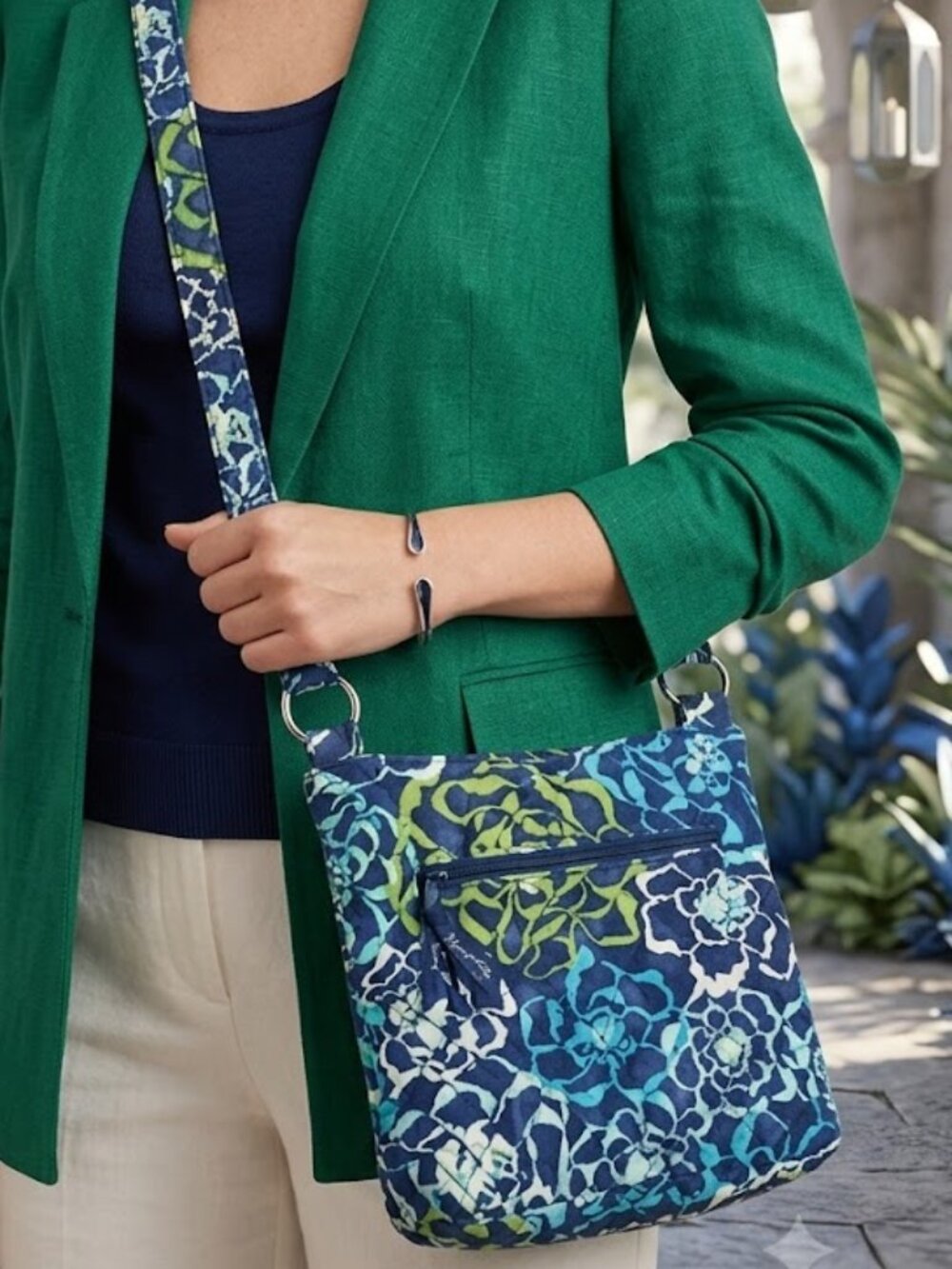 Vera Bradley Katalina Showers Blue & Green Hipster Crossbody Bag